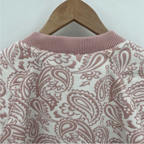 Victoria Beckham for Target cream pink paisley zip bomber varsity jacket - Picture 2 of 11